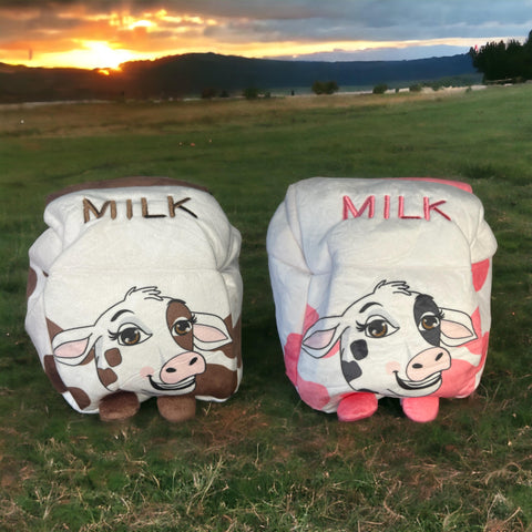 Stuffed Plush Cow Bundle of 2; Chocolate Milk & Strawberry Milk