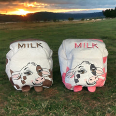 Stuffed Plush Cow Bundle of 2; Chocolate Milk & Strawberry Milk