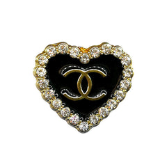 Heart Shaped Double C's Blinged Stemless Champagne Flutes (2)