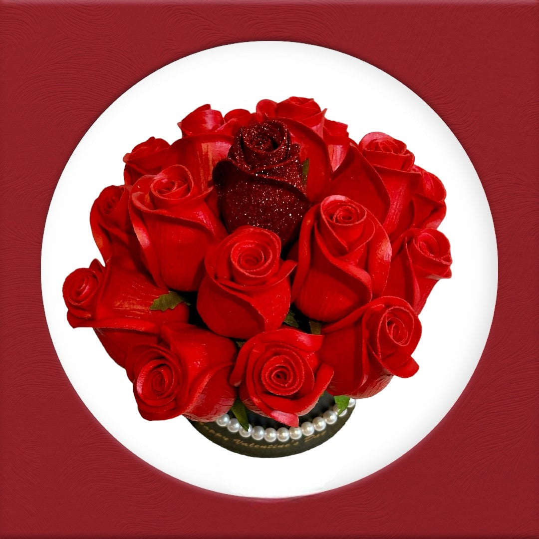 Harmony: Handmade Glitter Roses Bouquet with Pearls