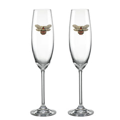 Luxury Edition:  Lenox Bumble Bee Blinged Champagne Flutes (2)