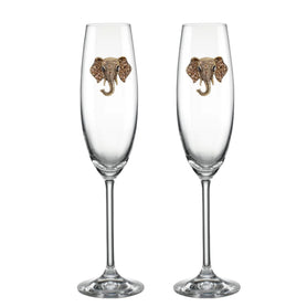 Luxury Edition:  Lenox Elephant Eyes Blinged Champagne Flutes (2)