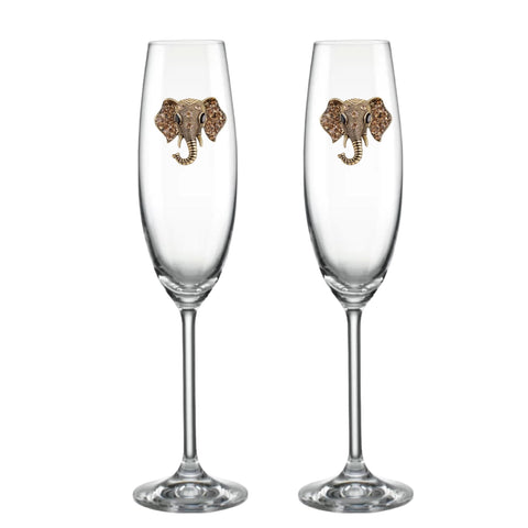 Luxury Edition:  Lenox Elephant Eyes Blinged Champagne Flutes (2)