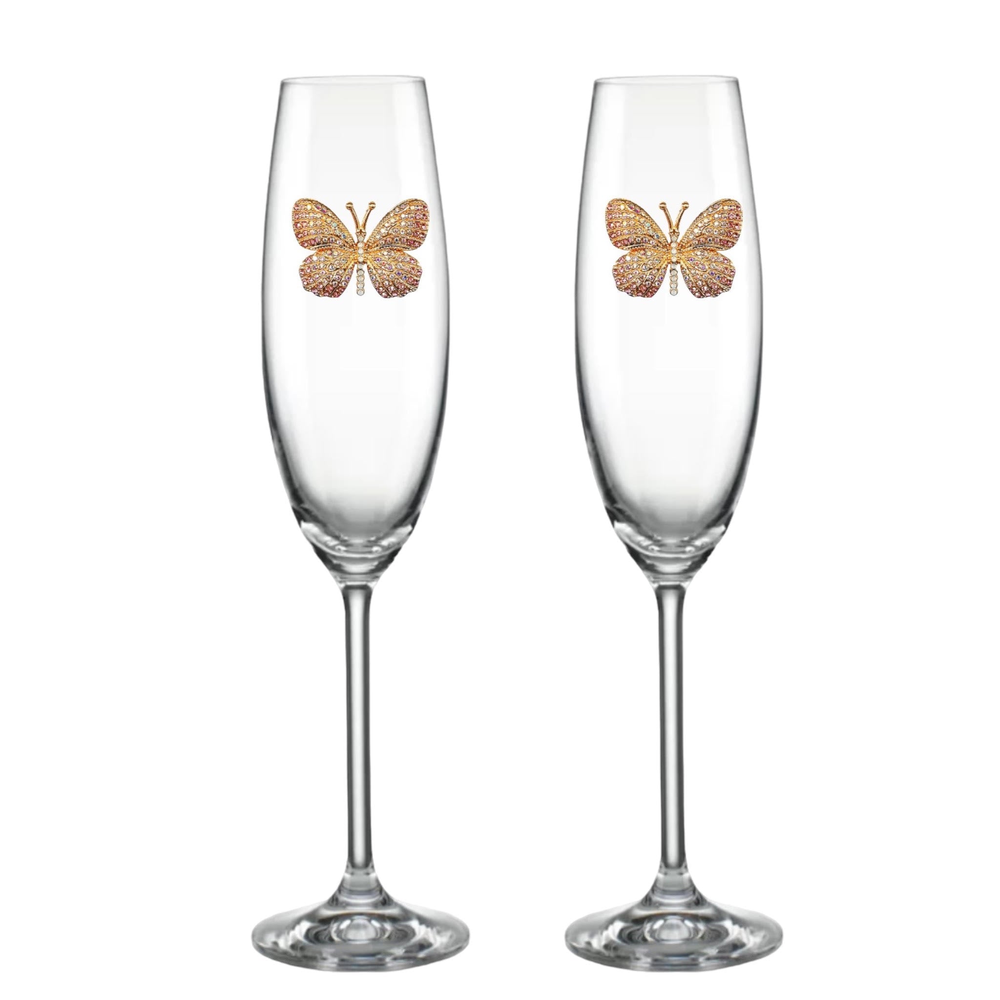 Luxury Edition: Lenox Beautiful Butterfly Blinged Champagne Flutes (2)
