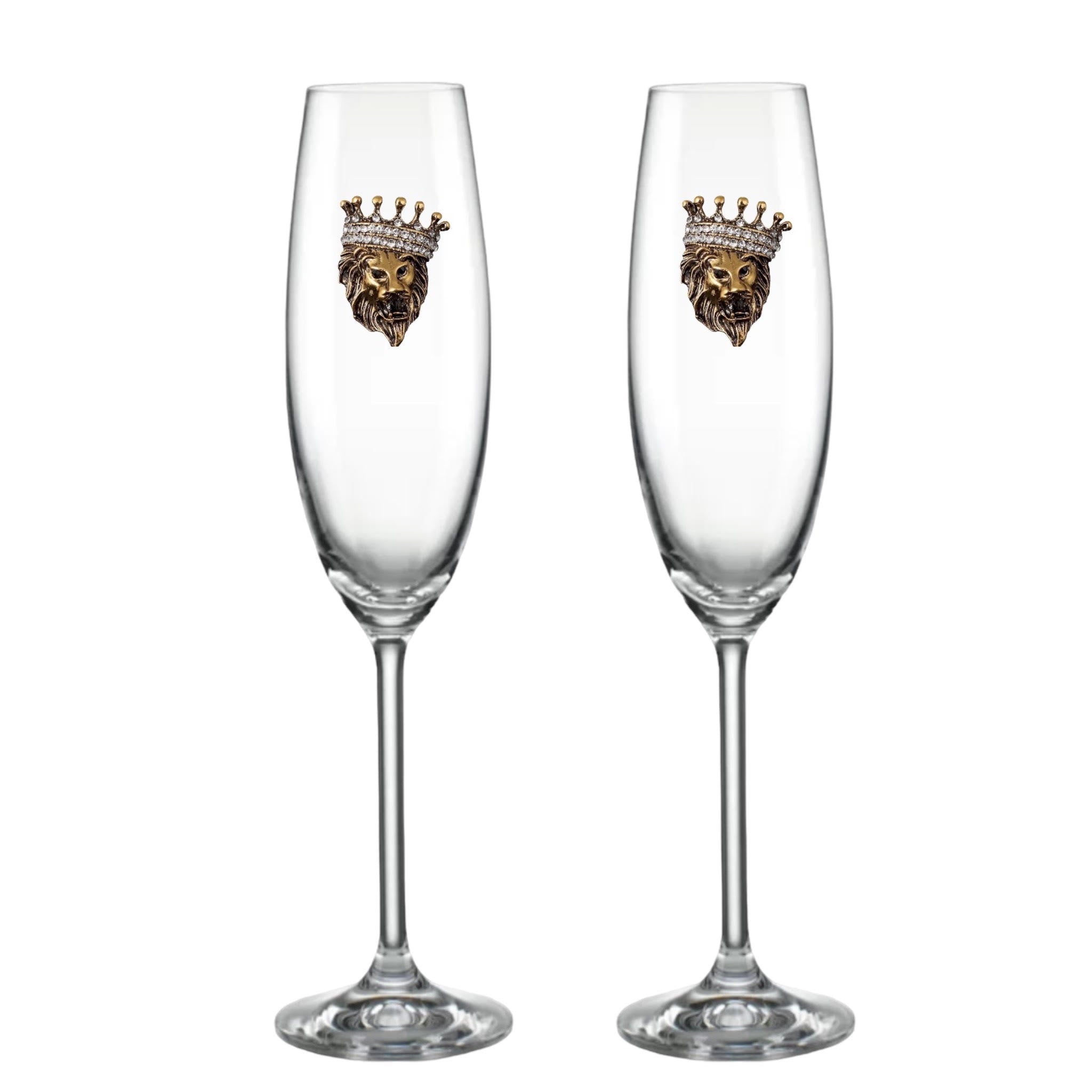 Luxury Edition:  Lenox Lion King Blinged Champagne Flutes (2)