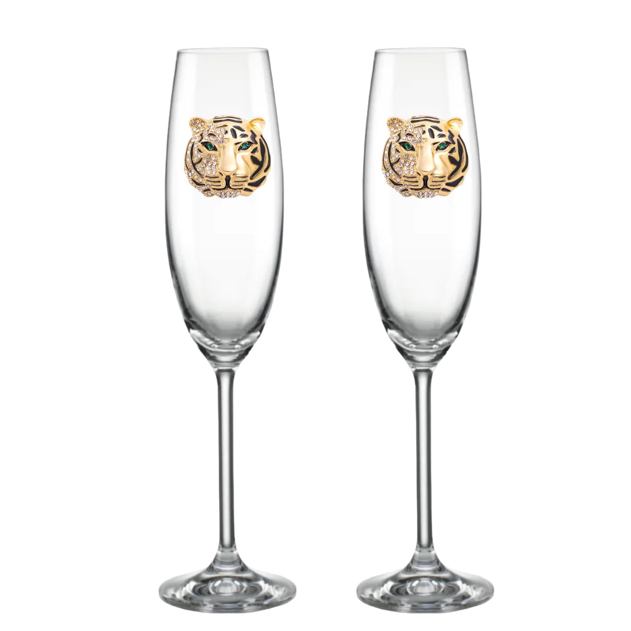 Luxury Edition:  Lenox Queen of the Jungle Blinged Champagne Flutes (2)