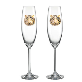 Luxury Edition:  Lenox Queen of the Jungle Blinged Champagne Flutes (2)