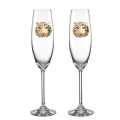 Luxury Edition:  Lenox Queen of the Jungle Blinged Champagne Flutes (2)