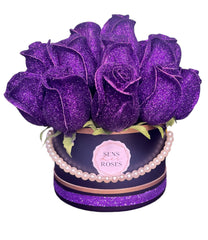 Elegance: Handmade Glitter Roses Bouquet with Pearls