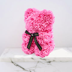 Pink Rose Flower Bear (25cm)