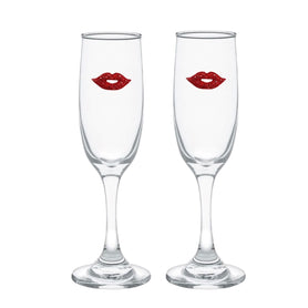 Sparkly Red Lips Blinged Champagne Flutes (2)