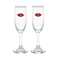 Sparkly Red Lips Blinged Champagne Flutes (2)