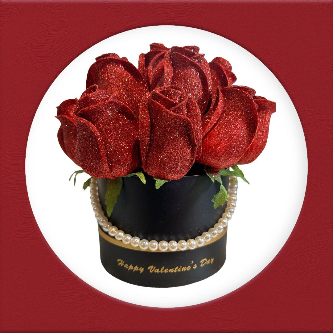 Elegance: Handmade Glitter Roses Bouquet with Pearls – The Ultimate Va ...