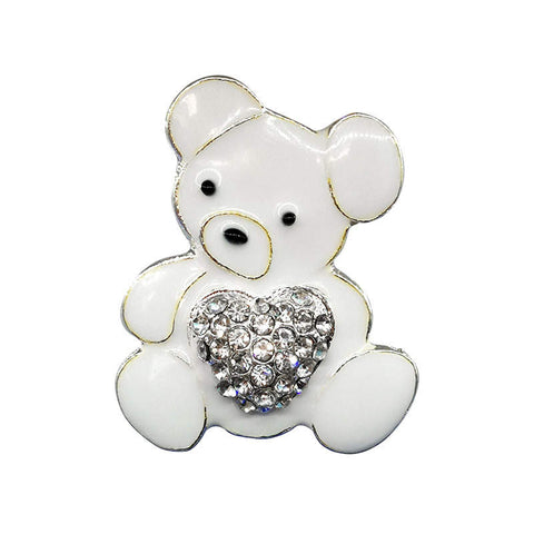 White Teddy Bear w/ Heart Blinged Champagne Flutes (2)