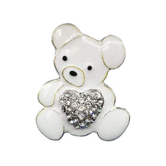 White Teddy Bear w/ Heart Blinged Champagne Flutes (2)
