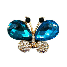 Blue Butterfly Blinged Champagne Flutes (2)