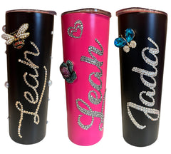 Personalized Tumbler W/ Rhinestones & Jewel (20oz)