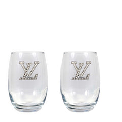 L & V Blinged Stemless Wine Glasses (2)