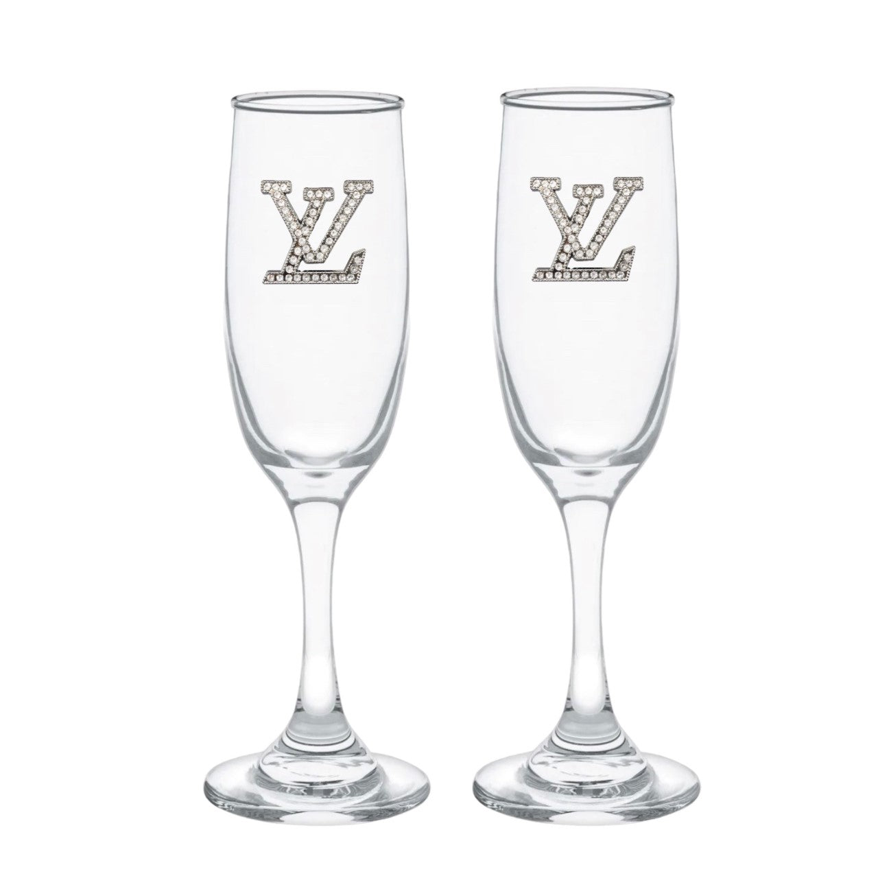 L & V  Blinged Champagne Flutes (2)