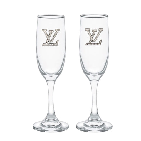 L & V  Blinged Champagne Flutes (2)