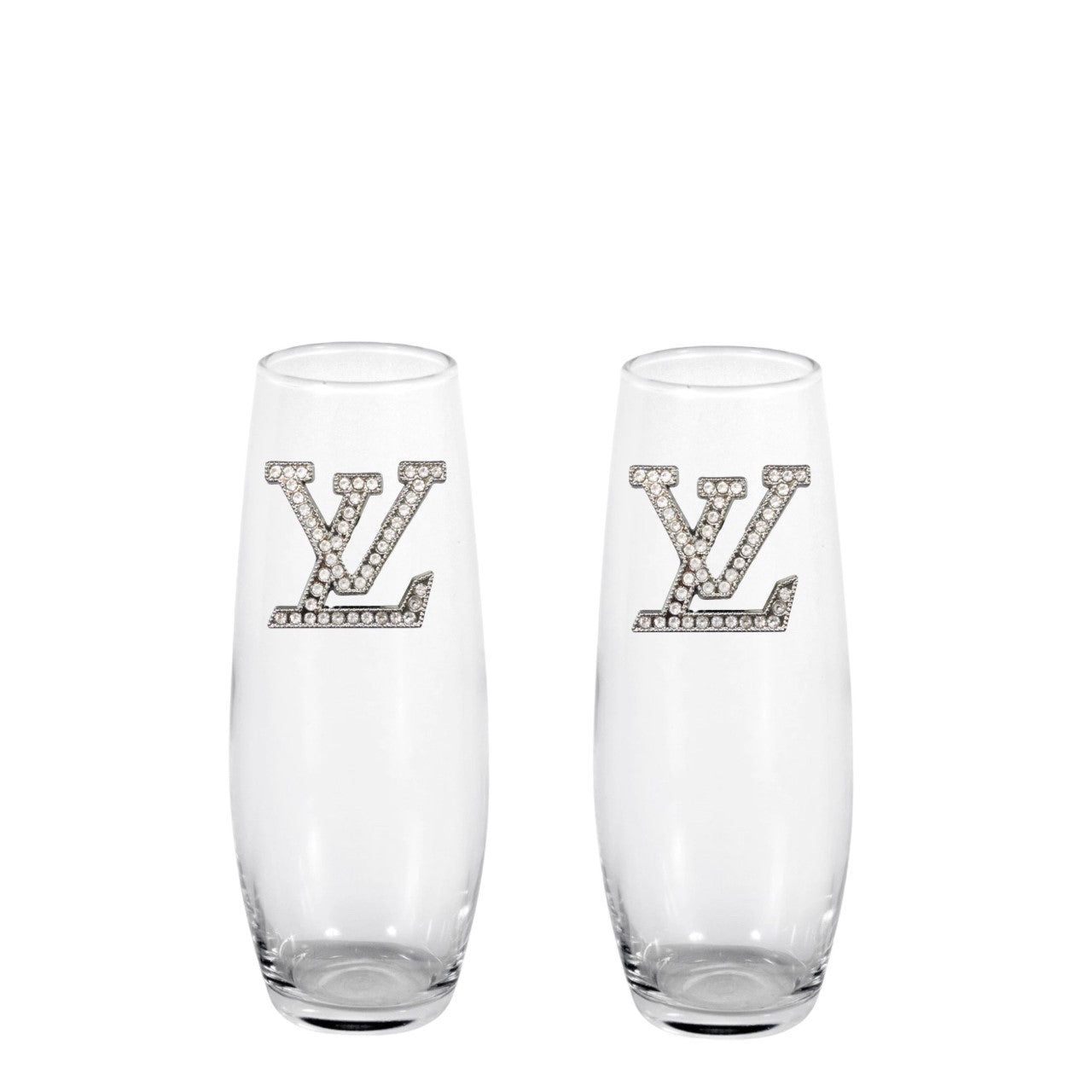 L & V Blinged Stemless Champagne Flutes (2)