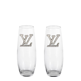 L & V Blinged Stemless Champagne Flutes (2)