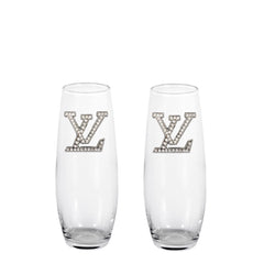 L & V Blinged Stemless Champagne Flutes (2)