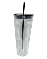 Single Double Walled Clear Acrylic Plastic Tumbler (24oz)