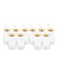 Clear Glass (For Vinyl) Tumbler W/Lid 10-Pack (12oz)