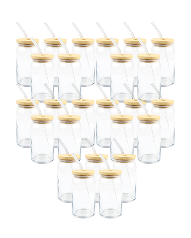 Clear Glass (For Vinyl) Tumbler W/Lid 25-Pack (12oz)