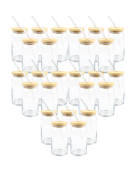 Clear Glass (For Vinyl) Tumbler W/Lid 25-Pack (12oz)