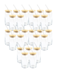 Clear Glass (For Vinyl) Tumbler W/Lid 25-Pack (16oz)