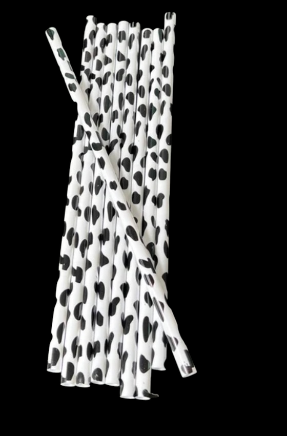 Cow Print Plastic Straw