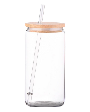 Single Clear Glass (For Vinyl) Tumbler W/Lid (16oz)