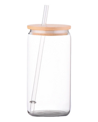 Single Clear Glass (For Vinyl) Tumbler W/Lid (16oz)