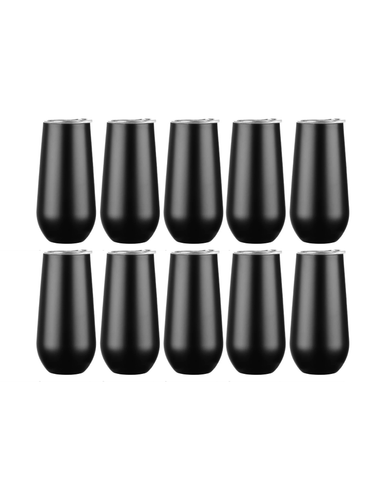 10-Pack Matte Black Stainless Steel Double Wall Tumbler (6oz)