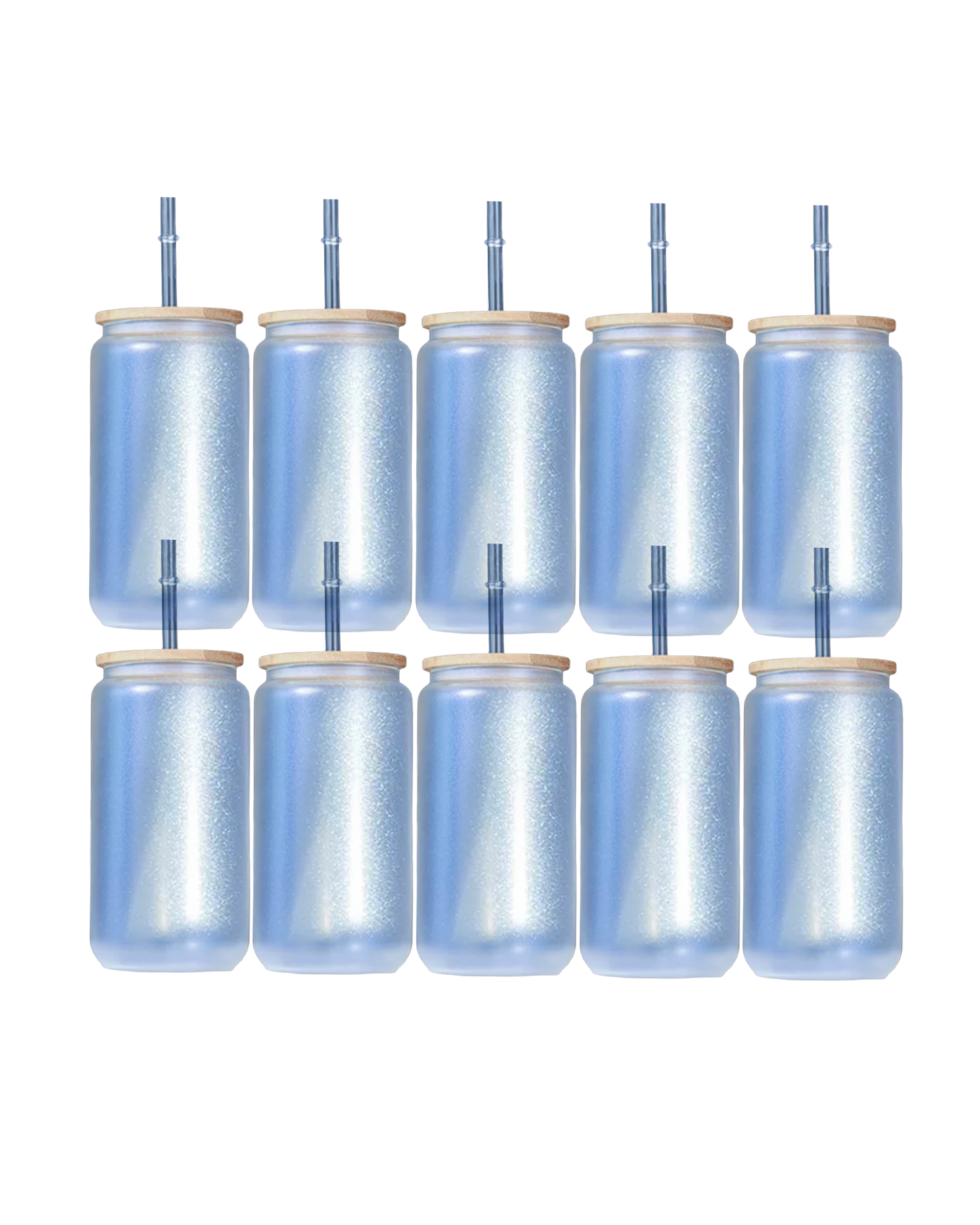 10-Pack Blue Color Changing Frosted Glass Sublimation Tumbler W/Lid (16oz)