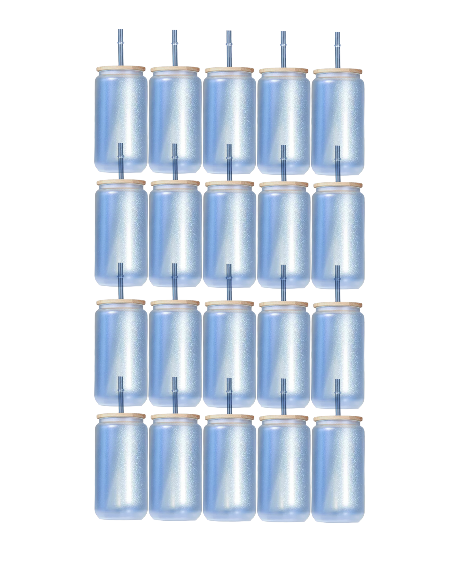 20-Pack Blue Color Changing Frosted Glass Sublimation Tumbler W/Lid (16oz)