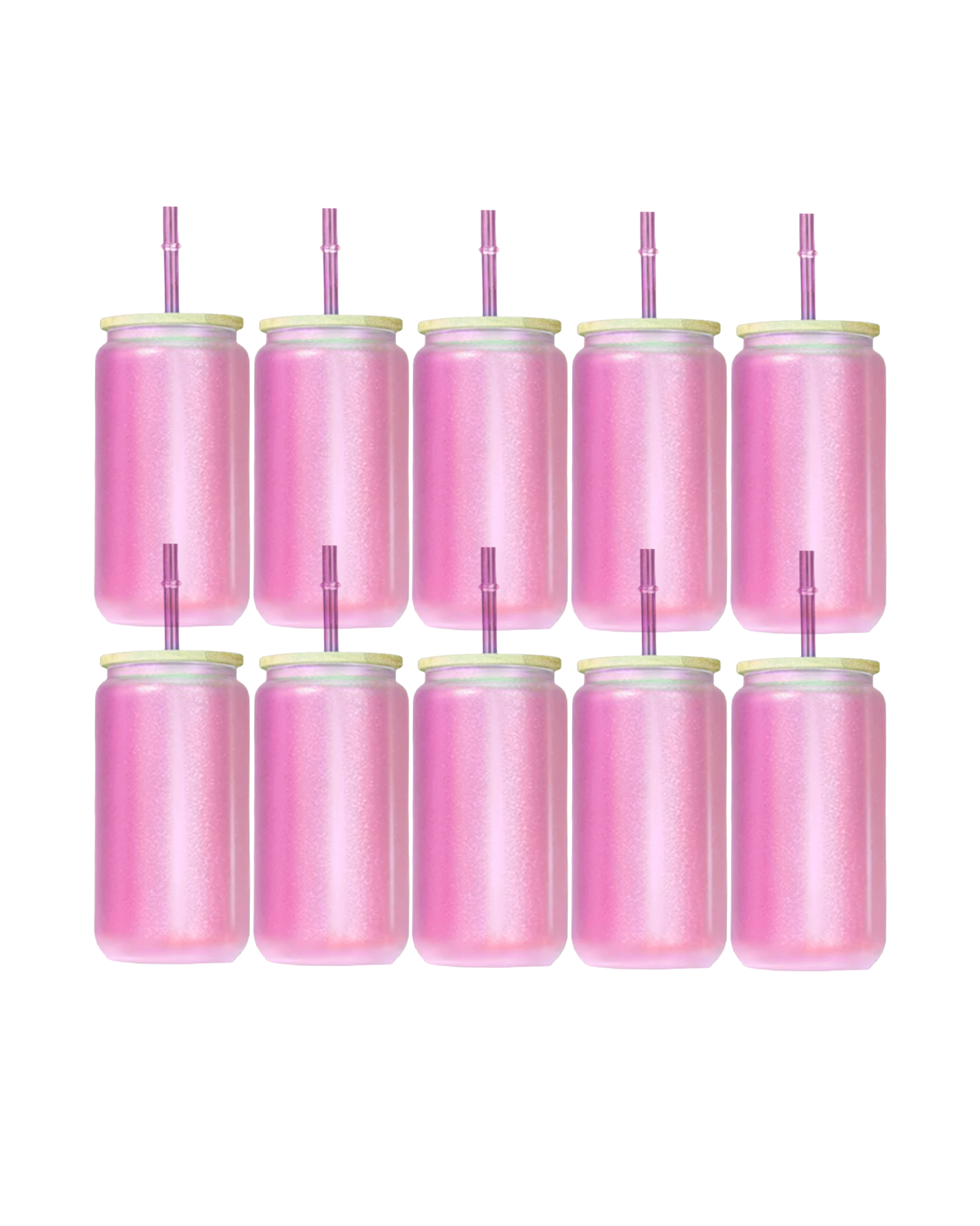 10-Pack Bright Pink Color Changing Frosted Glass Sublimation Tumbler W/Lid (16oz)