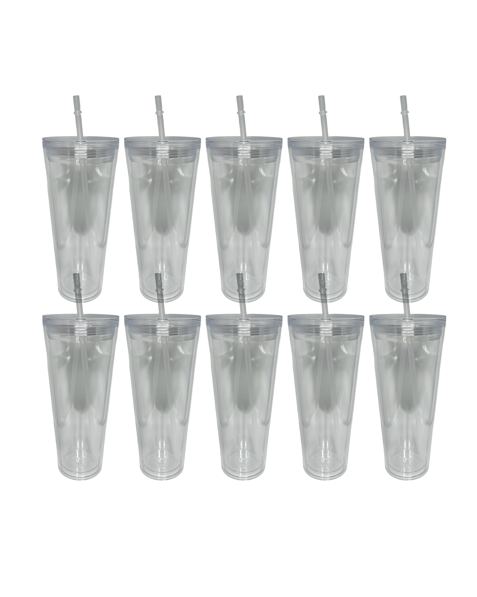 10-Pack Clear Double Walled Clear Acrylic Plastic Tumbler (24oz)