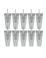 10-Pack Clear Double Walled Clear Acrylic Plastic Tumbler (24oz)