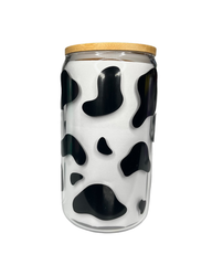 Cow Print Clear Glass Cup (12oz)