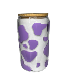 Cow Print Clear Glass Cup (12oz)