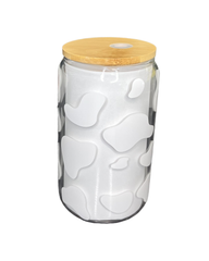 Cow Print Clear Glass Cup (12oz)