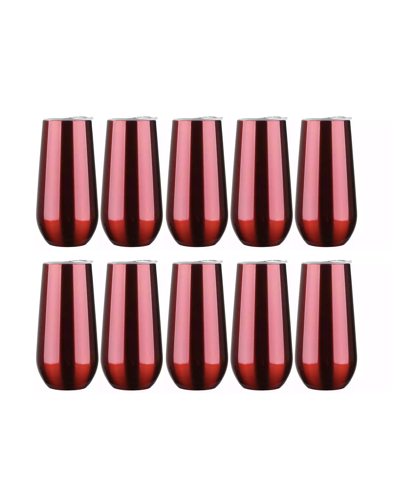 10-Pack Deep Red Stainless Steel Double Wall Tumbler (6oz)