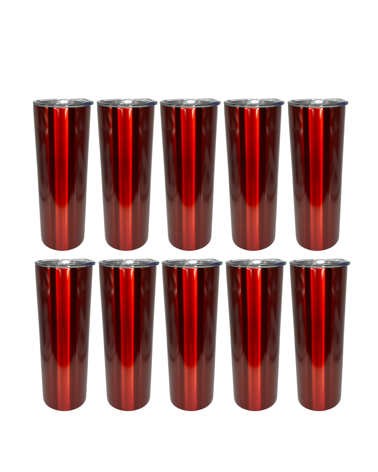 10-Pack Deep Red Double Wall Skinny Tumbler (20oz)