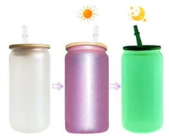 20-Pack Purple Color Changing Frosted Glass Sublimation Tumbler W/Lid (16oz)