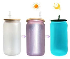 10-Pack Purple Color Changing Frosted Glass Sublimation Tumbler W/Lid (16oz)