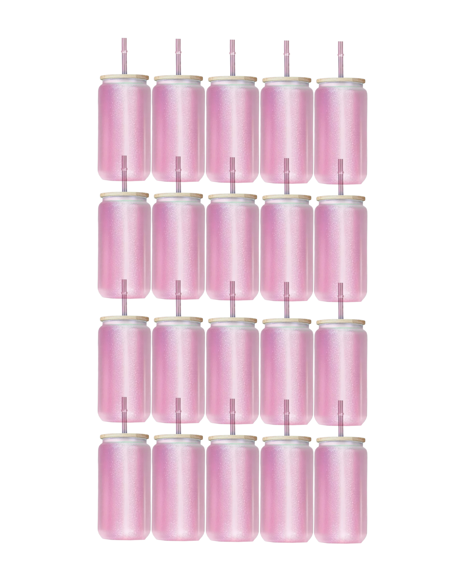 20-Pack Light Pink Color Changing Frosted Glass Sublimation Tumbler W/Lid (16oz)