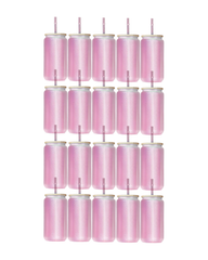 20-Pack Light Pink Color Changing Frosted Glass Sublimation Tumbler W/Lid (16oz)